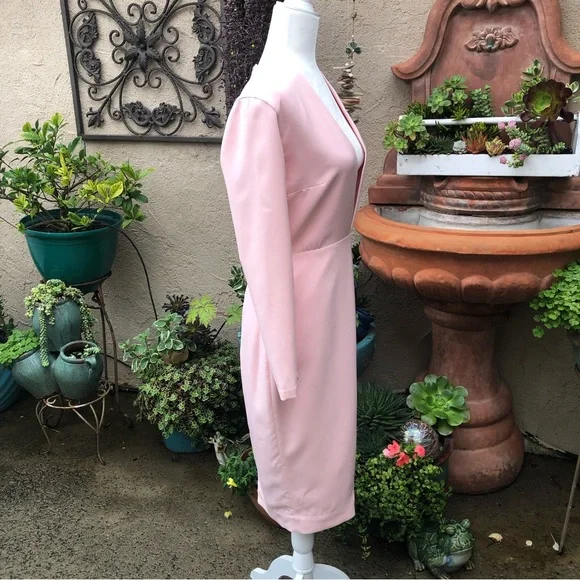House Of CB Dominique Pink Deep Plunge Bodycon MIDI Dress Medium - Picture 9 of 16